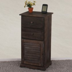 Kommode med 2 skuffer og skab - brun antik vintage kommode 81 x 40 x 32