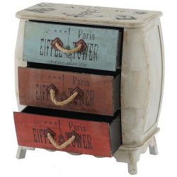 Kommode med 3 skuffer i antik vintage look 74 x 70 x 36 cm