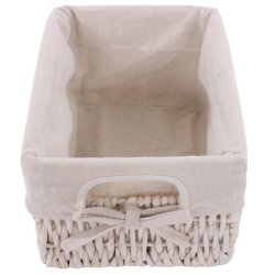 Kommode med 4 kurveskuffer i hvid antik vintage look 74 x 25 x 28 cm