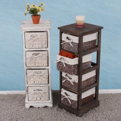 Kommode med 4 kurveskuffer i hvid antik vintage look 74 x 25 x 28 cm