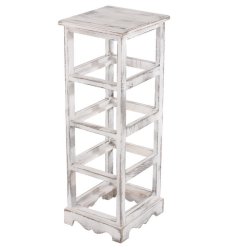 Kommode med 4 kurveskuffer i hvid antik vintage look 74 x 25 x 28 cm