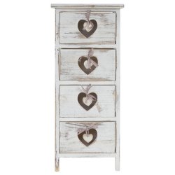 Kommode med 4 skuffer - antik vintage hvid kommode 70 x 29 x 25 cm