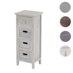 Kommode med 4 skuffer i gr� antik vintage look 74 x 30 x 25 cm