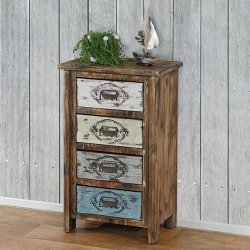 Kommode med 4 skuffer i antik vintage look 79 x 48 x 33 cm