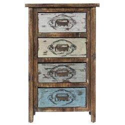 Kommode med 4 skuffer i antik vintage look 79 x 48 x 33 cm