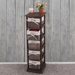 Kommode med 5 kurveskuffer i brun antik vintage look 90 x 25 x 28 cm