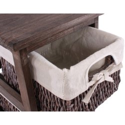 Kommode med 5 kurveskuffer i brun antik vintage look 90 x 25 x 28 cm