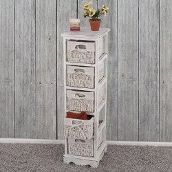 Kommode med 5 kurveskuffer i hvid antik vintage look 90 x 25 x 28 cm