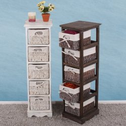 Kommode med 5 kurveskuffer i hvid antik vintage look 90 x 25 x 28 cm