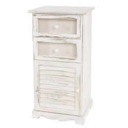 Kommode med skab og 2 skuffer - hvid antik vintage kommode 82 x 40 x 31 cm