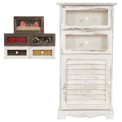 Kommode med skab og 2 skuffer - hvid antik vintage kommode 82 x 40 x 31 cm