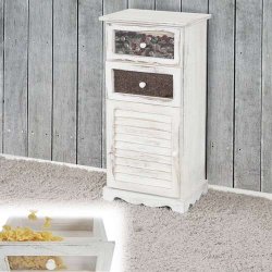 Kommode med skab og 2 skuffer - hvid antik vintage kommode 82 x 40 x 31 cm