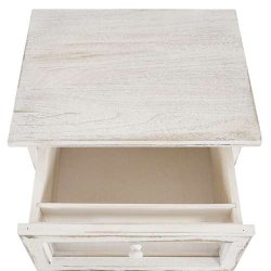 Kommode med skab og 2 skuffer - hvid antik vintage kommode 82 x 40 x 31 cm