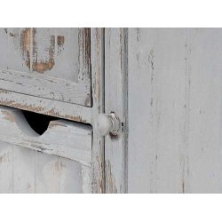 Kommode med skab og 4 skuffer i gr� antik vintage look 82 x 55 x 30 cm