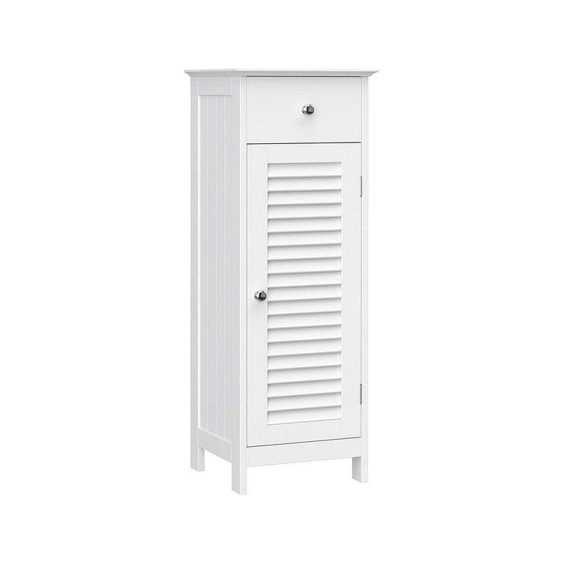 Kommode med skab og skuffe - hvid badevrelsesskab 87x32x30