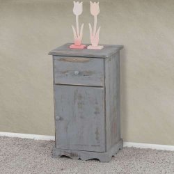 Kommode med skab og skuffe i antik vintage gr� look 63 x 35 x 29 cm