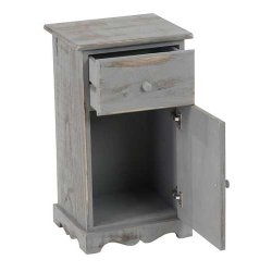 Kommode med skab og skuffe i antik vintage gr� look 63 x 35 x 29 cm