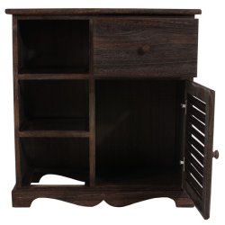 Kommode med 3 kurve, skuffe og skab - brun vintage antik kommode