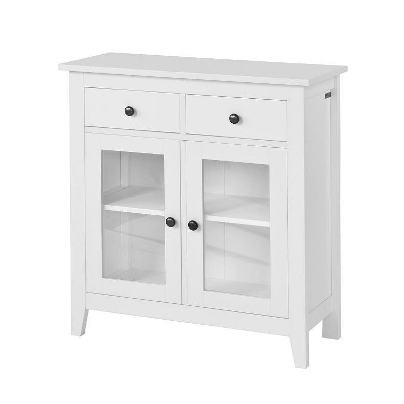 Konsolbord - vitrineskab med glaslger - sknk - hvid 80x32x86