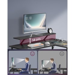 Hj�rneskrivebord med str�mstik og sk�rmstativ - sort 120x150