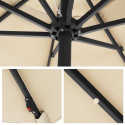 Haveparasol 3 M med LED-lys - rund  300 cm parasol - beige