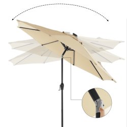 Haveparasol 3 M med LED-lys - rund  300 cm parasol - beige