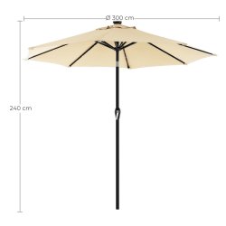 Haveparasol 3 M med LED-lys - rund  300 cm parasol - beige