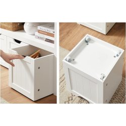 Lille kommode med hylder og kasse til opbevaring - hvid 102x30x60