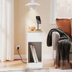 Sidebord - moderne sengebord med opbevaring - hvid - 40x25x60