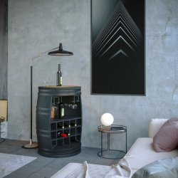 Vintnde bar i rustik sort mangotr - Rosey-Black barskab og vinreol