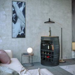 Vintnde bar i rustik sort mangotr - Rosey-Black barskab og vinreol