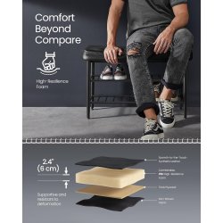 Opbevaringsbnk - siddebnk med skohylder - sort 30 x 80 x 50