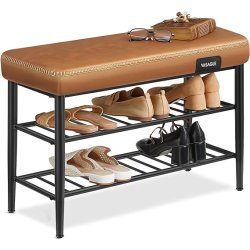 Opbevaringsbnk - siddebnk med skohylder - brun 30 x 80 x 50