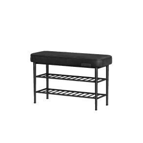Opbevaringsbnk - siddebnk med skohylder - sort 30 x 80 x 50