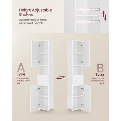 Badevrelsesskab - toiletskab - opbevaringsskab - hvid 30x30x170