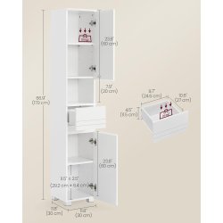 Badevrelsesskab - toiletskab - opbevaringsskab - hvid 30x30x170