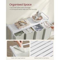 Vasketjskurve med 4 rum - 4 vasketjsposer - hvid