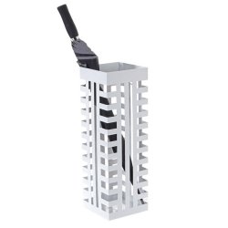 Paraplystativ - firkantet hvid paraplystativ og paraplyholder