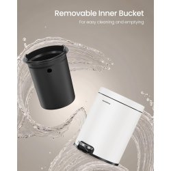 Toiletspand 3 liter - pedalspand med soft close l�g - hvid
