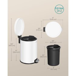 Toiletspand 3 liter - pedalspand med soft close l�g - hvid