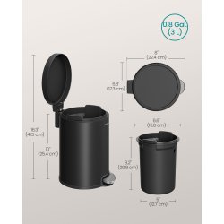 Toiletspand 3 liter - pedalspand med soft close l�g - sort