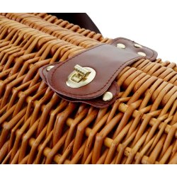 Picnickurv til 4 personer - picnics�t i flet med tallerkner og bestik