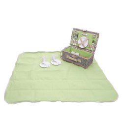 Picnickurv til 4 personer - picnics�t i flet med gr�t/gr�nt picnict�ppe