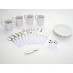 Picnickurv til 4 personer - picnics�t i flet med gr�t/gult picnict�ppe