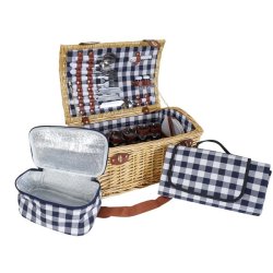 Picnickurv til 6 personer med picnict�ppe, vinglas og k�lerum