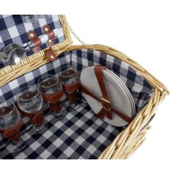 Picnickurv til 6 personer med picnict�ppe, vinglas og k�lerum