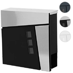 Postkasse med avisr�r - brevkasse med avisholder i sort/rustfrit st�l