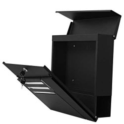 Postkasse med avisr�r - brevkasse med avisholder - sort