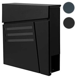 Postkasse med avisr�r - brevkasse med avisholder - sort