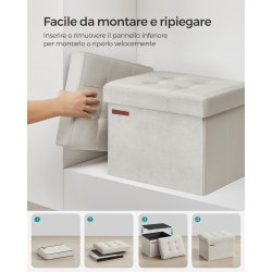 Puf med kiste - skammel med opbevaring 31 x 41 x 31 - creme hvid